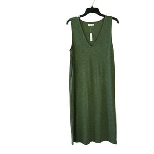 Madewell Sage Green V Neck Sleeveless Viscose Blend Midi Dress Size Large
